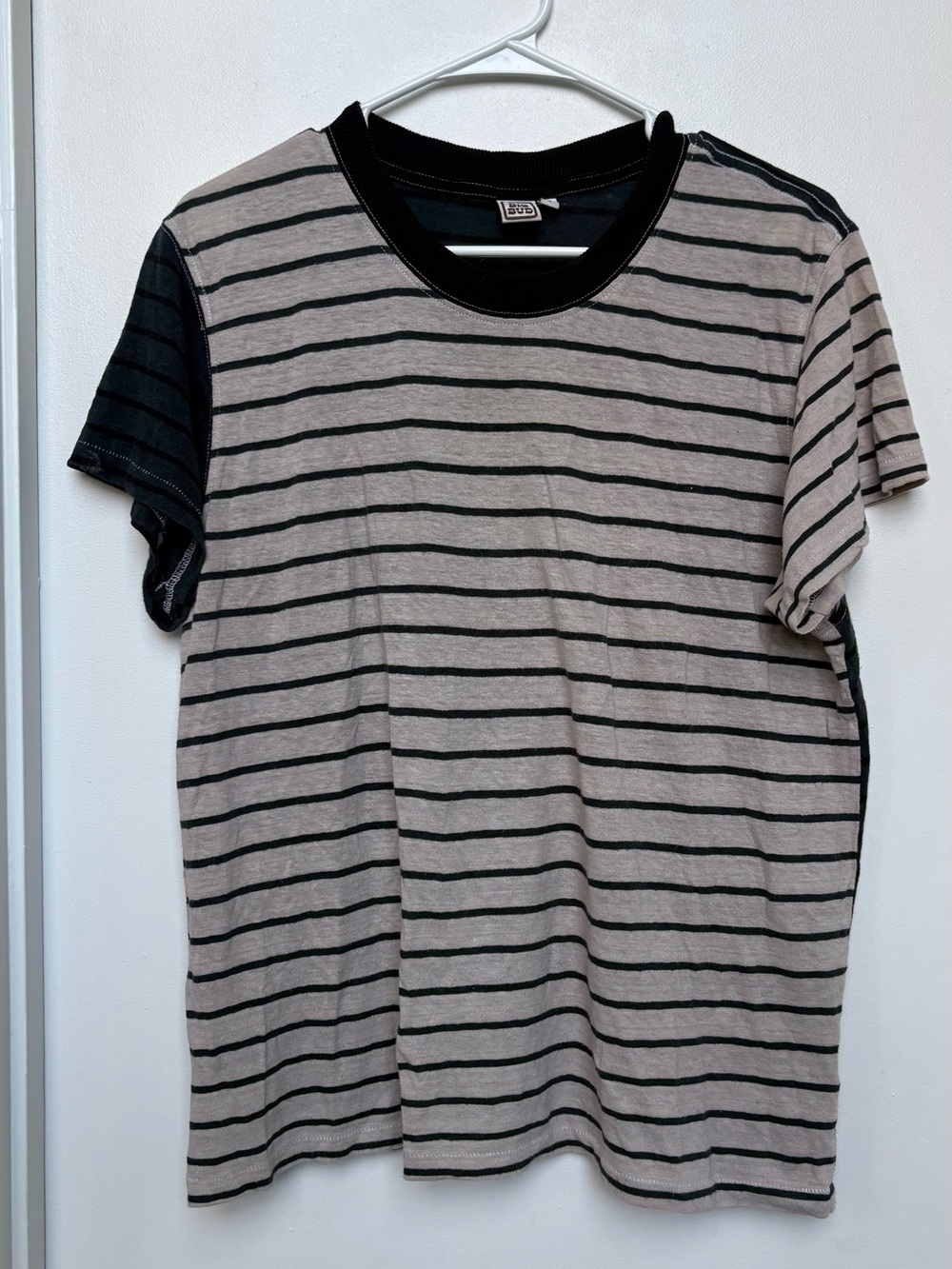 Big Bud Press Striped Short-Sleeve Crew Neck Shirt - Black and Taupe